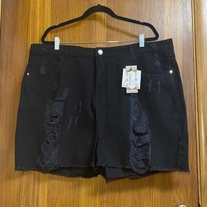 Black ripped shorts size 24